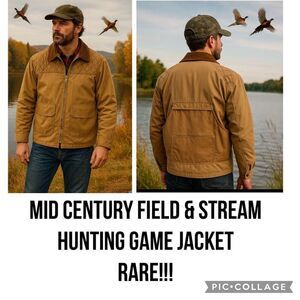 Field & Fireside Vintage Men’s Hunting Jacket Tan Quilted 1960’s Large-RARE